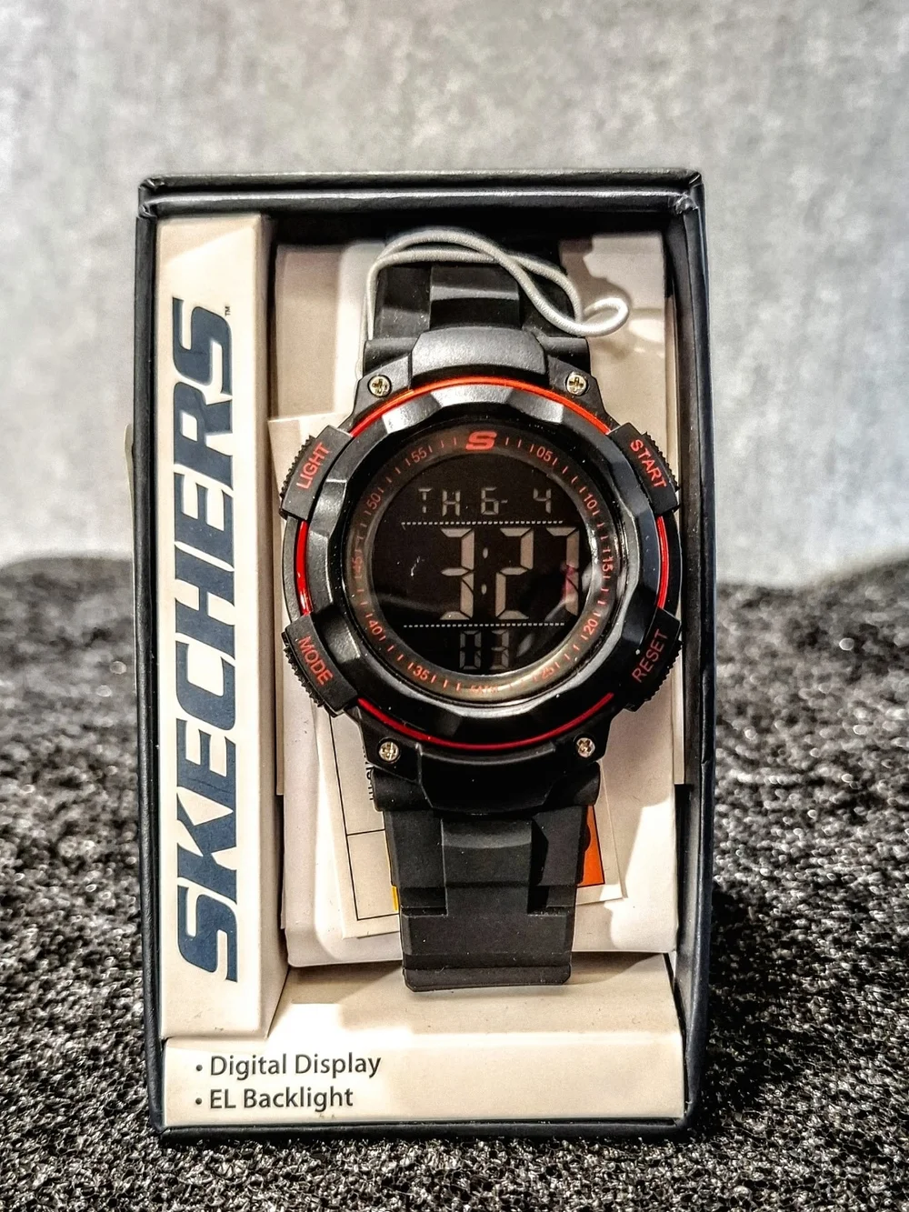 Skechers Black Digital Watch with Red Accent